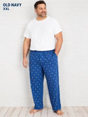 Old Navy Men’s XXL Tall Blue Skull & Santa Pajama Lounge Pants 100% Cotton